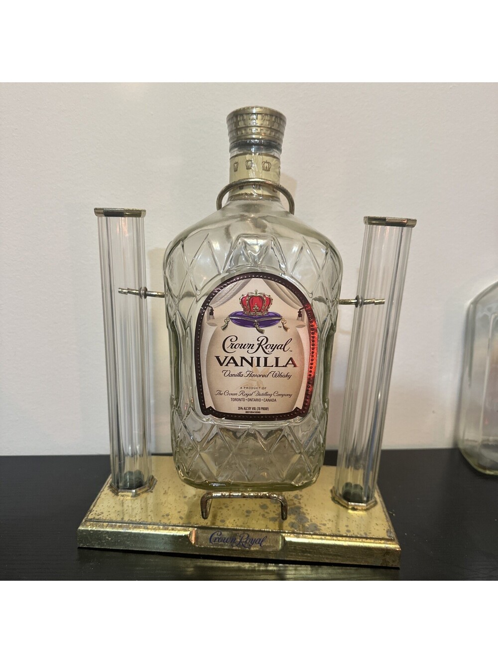Vintage Crown Royal Display Cradle Empty 1.75 L Bottle Tilt Pour